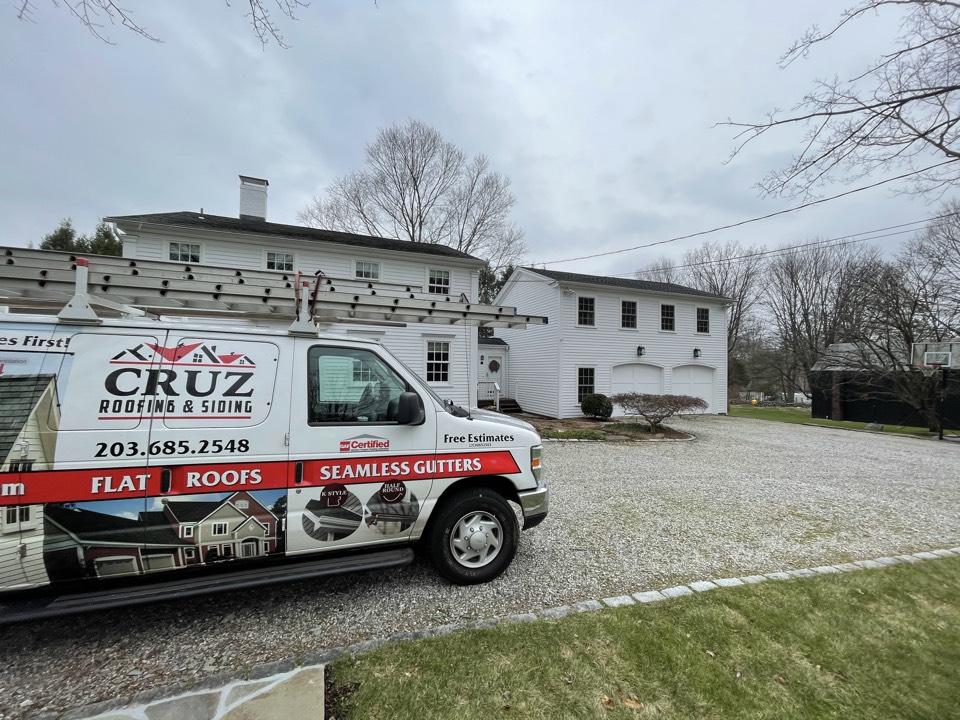 Weston, CT - Roof replacement with new seamless gutters and gutter guards. Free estimates. Weston, CT - Roof replacement with new seamless gutters and gutter guards. Free estimates.