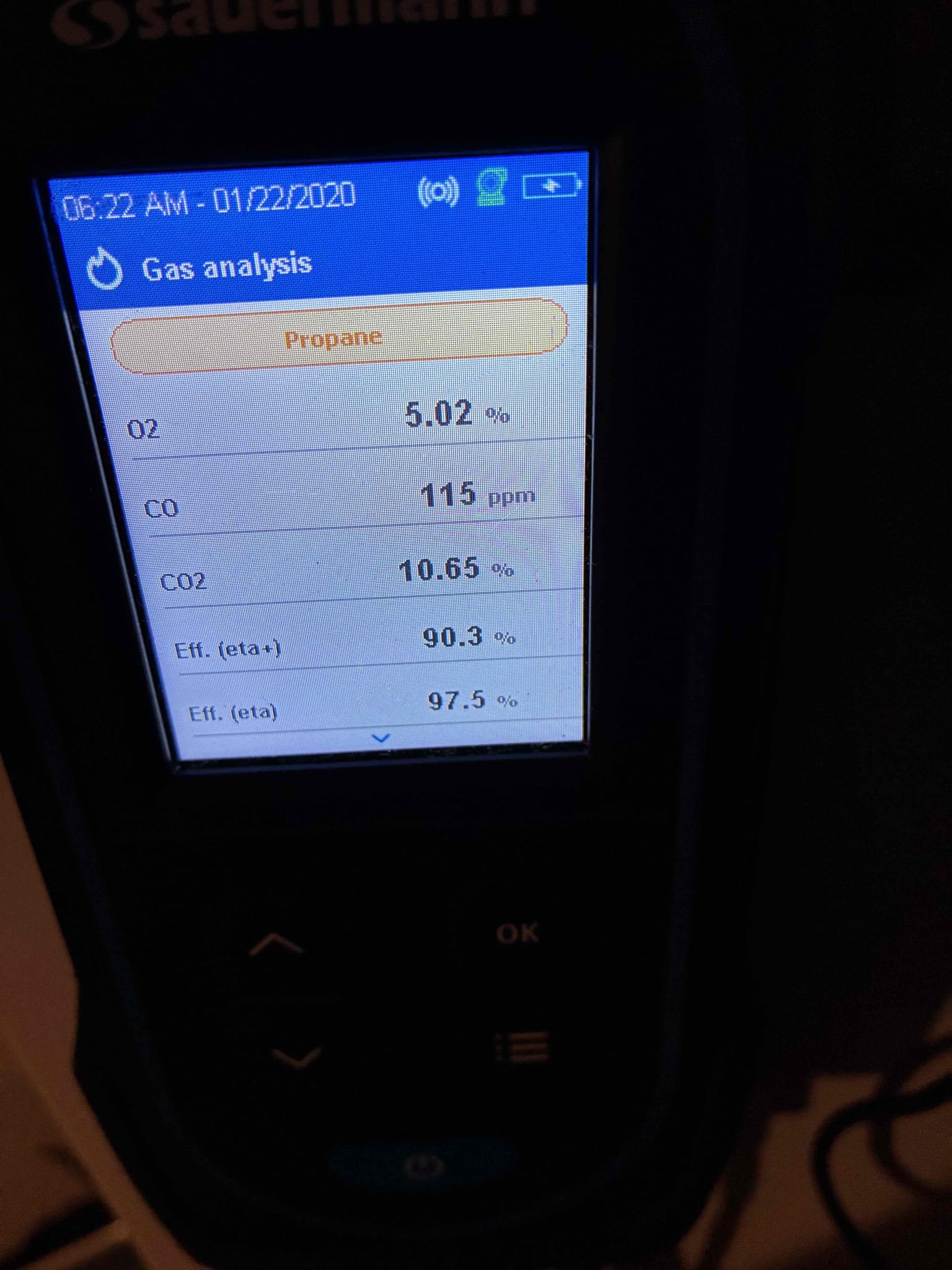 Completed the maintenance on the boiler. Cleaned the inside of the heat exchanger out. Cleaned off the flame sensor and electrodes. Pulled out the trap and cleaned it with cleaner and primed it. Ran the unit in high and low fire and performed a combustion analyzer test. Everything was according to manufacturer specifications.