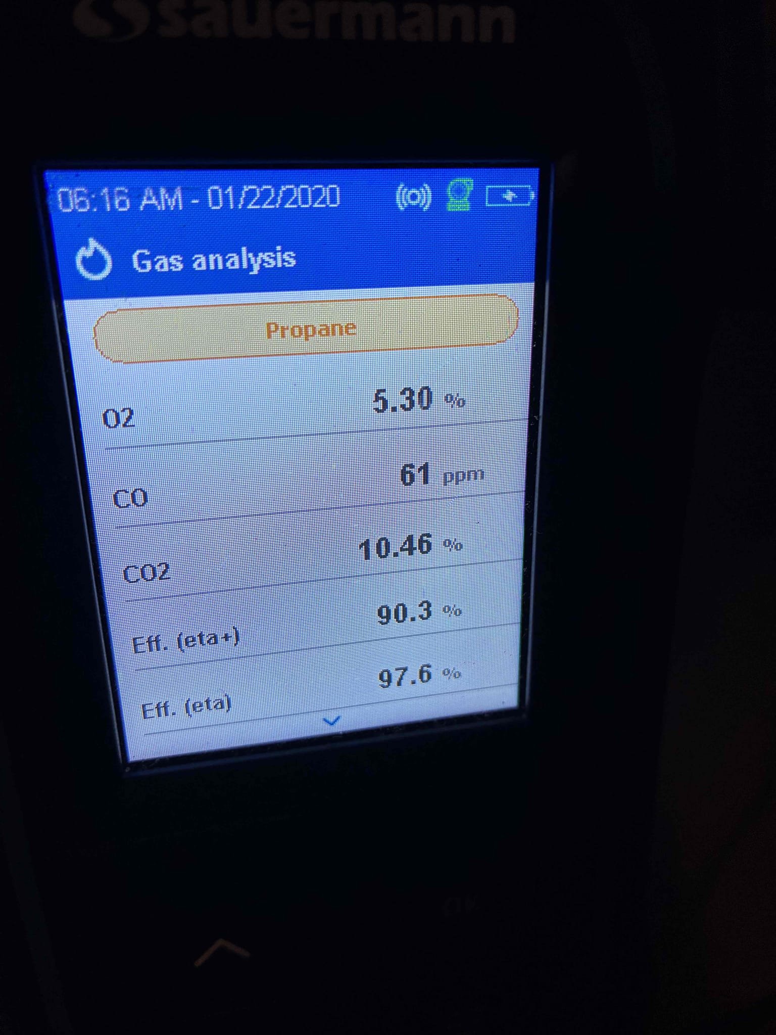 Completed the maintenance on the boiler. Cleaned the inside of the heat exchanger out. Cleaned off the flame sensor and electrodes. Pulled out the trap and cleaned it with cleaner and primed it. Ran the unit in high and low fire and performed a combustion analyzer test. Everything was according to manufacturer specifications.
