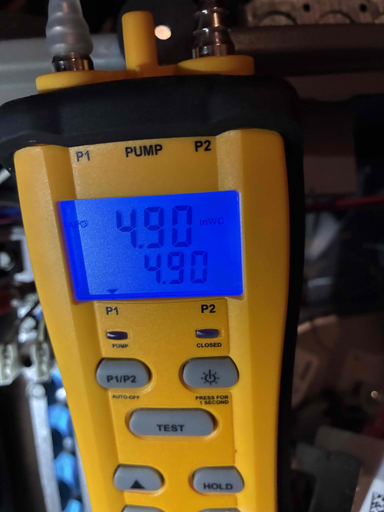 I completed both furnace maintenances today. I started off at the unit in the basement and I replaced the air filter with a 20 x 25 x 5 air bear filter. I pulled the flame sensor and I cleaned it. I flushed the trap and condensate pump with cleaner. I checked all the wiring connections and the capacitor and everything looked good. The burner tubes, burner box and heat exchanger are getting pretty rusty. I checked incoming and outgoing gas pressures. Everything was within manufacture specifications. Lastly I ran the unit and I performed a combustion analyzer test to check for CO, CO2 and oxygen levels and everything looked good. Next I completed the maintenance on the furnace in the attic. I pulled the air filter and it looked almost brand new so I didn’t replace it. I checked all the wiring connections and the capacitor, everything looked good as well. I pulled and cleaned the flame sensor. I checked incoming and outgoing gas pressures. Those were according to manufacturer specificatio