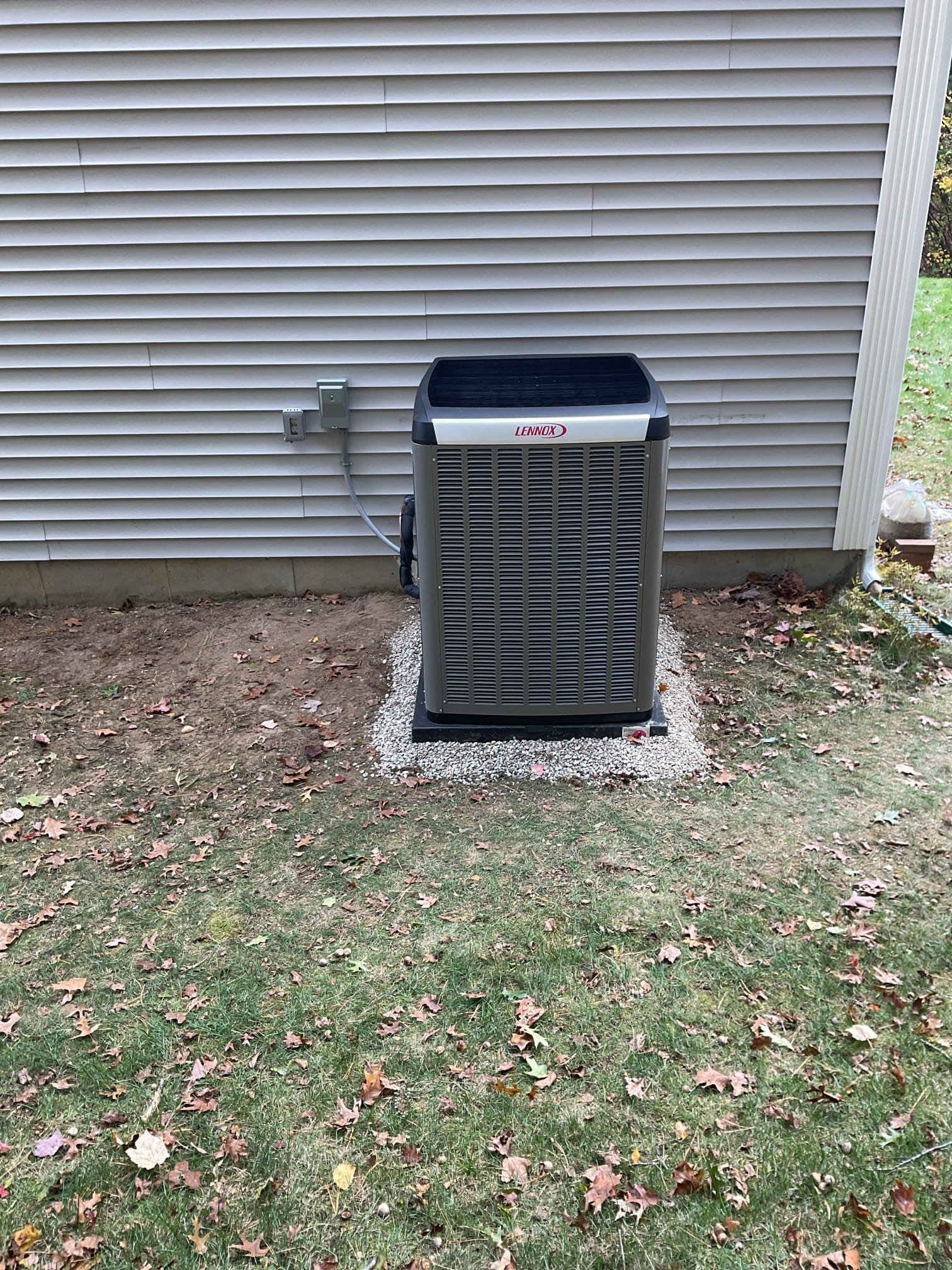 Replace the furnace and AC system. Reuse the existing air filter unit and disconnect the humidifier unit. The new system will be zoned using our Lennox Smart Zoning System with three new dampers and a new control panel. This system uses our s40 thermostat and a zone thermostat to allow for perfect comfort control.
New venting for the furnace; replace the concentric kit.
Install a new AC unit with a new pad, with the option to relocate the outdoor unit from its current location to the gable end of the garage. A service outlet will need to be installed per building code. Replace the furnace and AC system. Reuse the existing air filter unit and disconnect the humidifier unit. The new system will be zoned using our Lennox Smart Zoning System with three new dampers and a new control panel. This system uses our s40 thermostat and a zone thermostat to allow for perfect comfort control.
New venting for the furnace; replace the concentric kit.
Install a new AC unit with a new pad, with the option to relocate the outdoor unit from its current location to the gable end of the garage. A service outlet will need to be installed per building code.