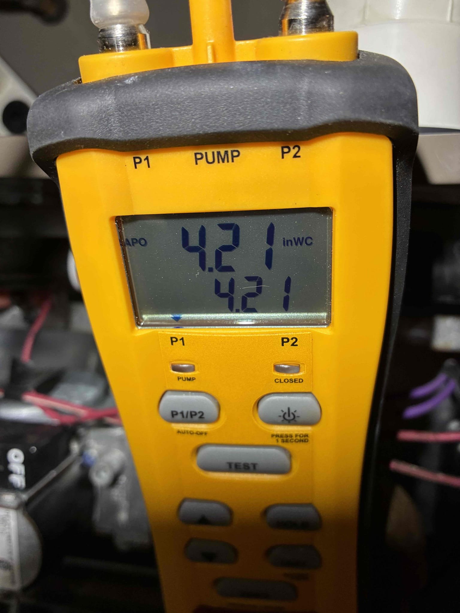 Completed the furnace maintenance today. Started off checking all electrical connections and the capacitor and everything looked good. I replaced the air filter that the client supplied. I pulled and cleaned the flame sensor. Flushed the condensate pump with cleaner. I checked incoming and outgoing gas pressures and everything was according to manufacture specifications. I performed a combustion analyzer test to check for CO, CO2 and oxygen levels and everything looked great. I replaced the humidifier pad and when I went to test the humidifier for operation, it was not working. I found that the solenoid valve had failed. We will get Mark on the schedule to come out here to figure out the water banging sound. Completed the furnace maintenance today. Started off checking all electrical connections and the capacitor and everything looked good. I replaced the air filter that the client supplied. I pulled and cleaned the flame sensor. Flushed the condensate pump with cleaner. I checked incoming and outgoing gas pressures and everything was according to manufacture specifications. I performed a combustion analyzer test to check for CO, CO2 and oxygen levels and everything looked great. I replaced the humidifier pad and when I went to test the humidifier for operation, it was not working. I found that the solenoid valve had failed. We will get Mark on the schedule to come out here to figure out the water banging sound.