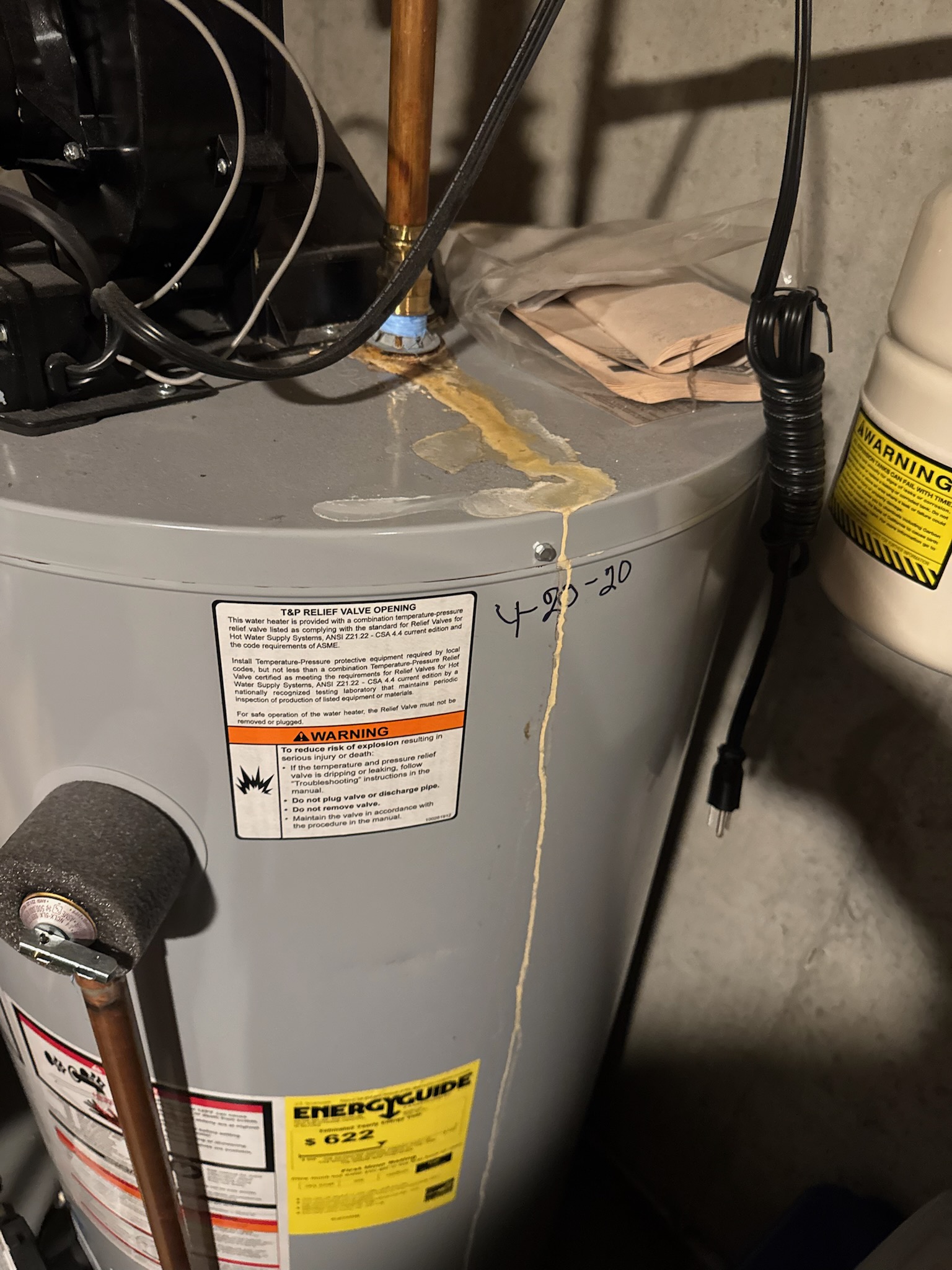 Replace 40 gallon propane power vented water heater. All new trim- expansion tank, mixing valve, & vacuum breaker. 