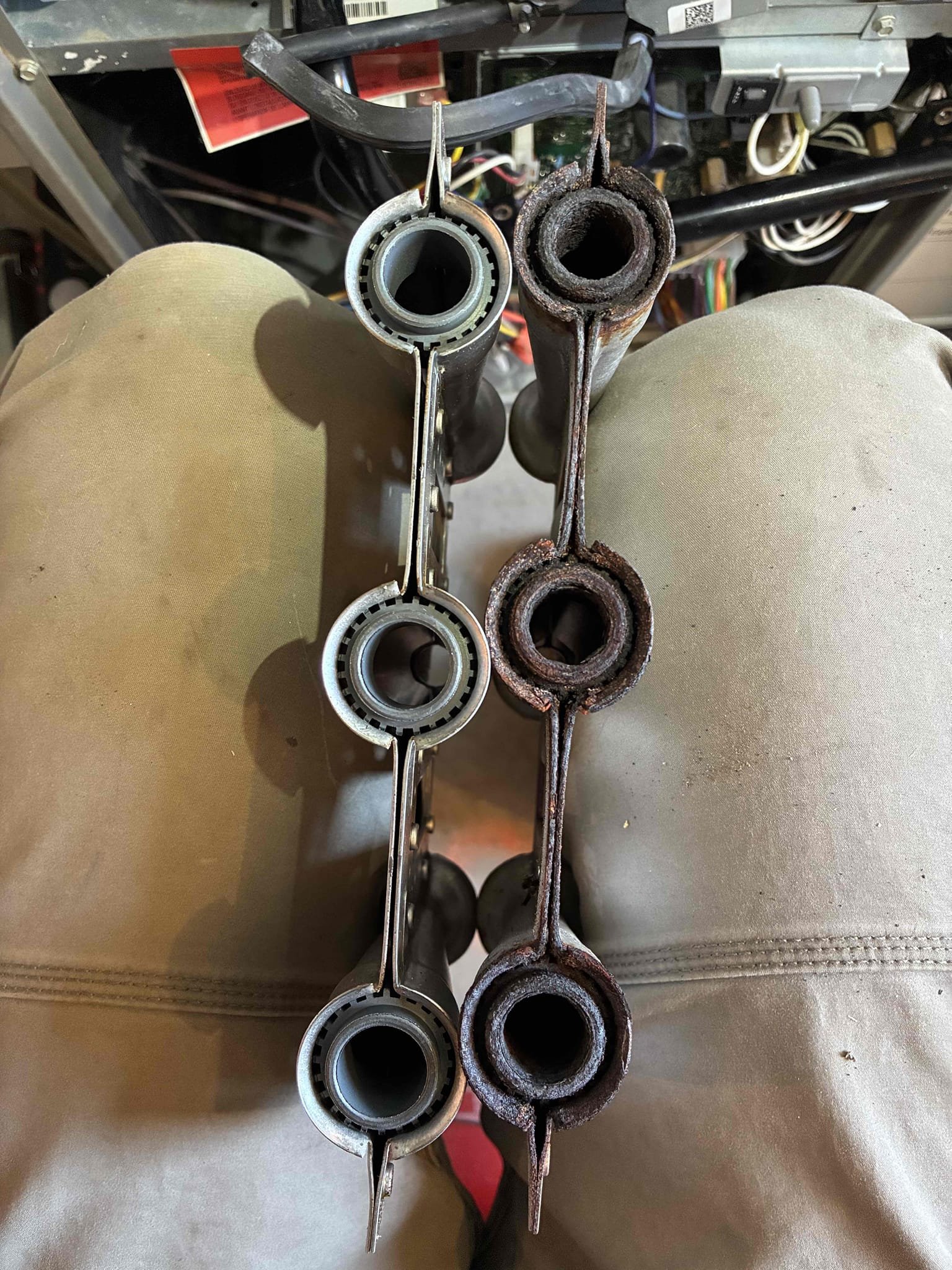 I started off with replacing the burner tubes for the furnace in the basement. I cycled the unit about 10 times to make sure that it was firing off good. I performed a combustion analyzer test that checks for CO, CO2 and oxygen levels and everything looked good. Next I replace the 16 x 25 x 5 air bear filter in the closet upstairs. The ERV in the basement was disconnected at some point and there is no drain line present. I told the client that we can come back and connect the drain line and complete the maintenance on the ERV so then we can turn it on for him. 