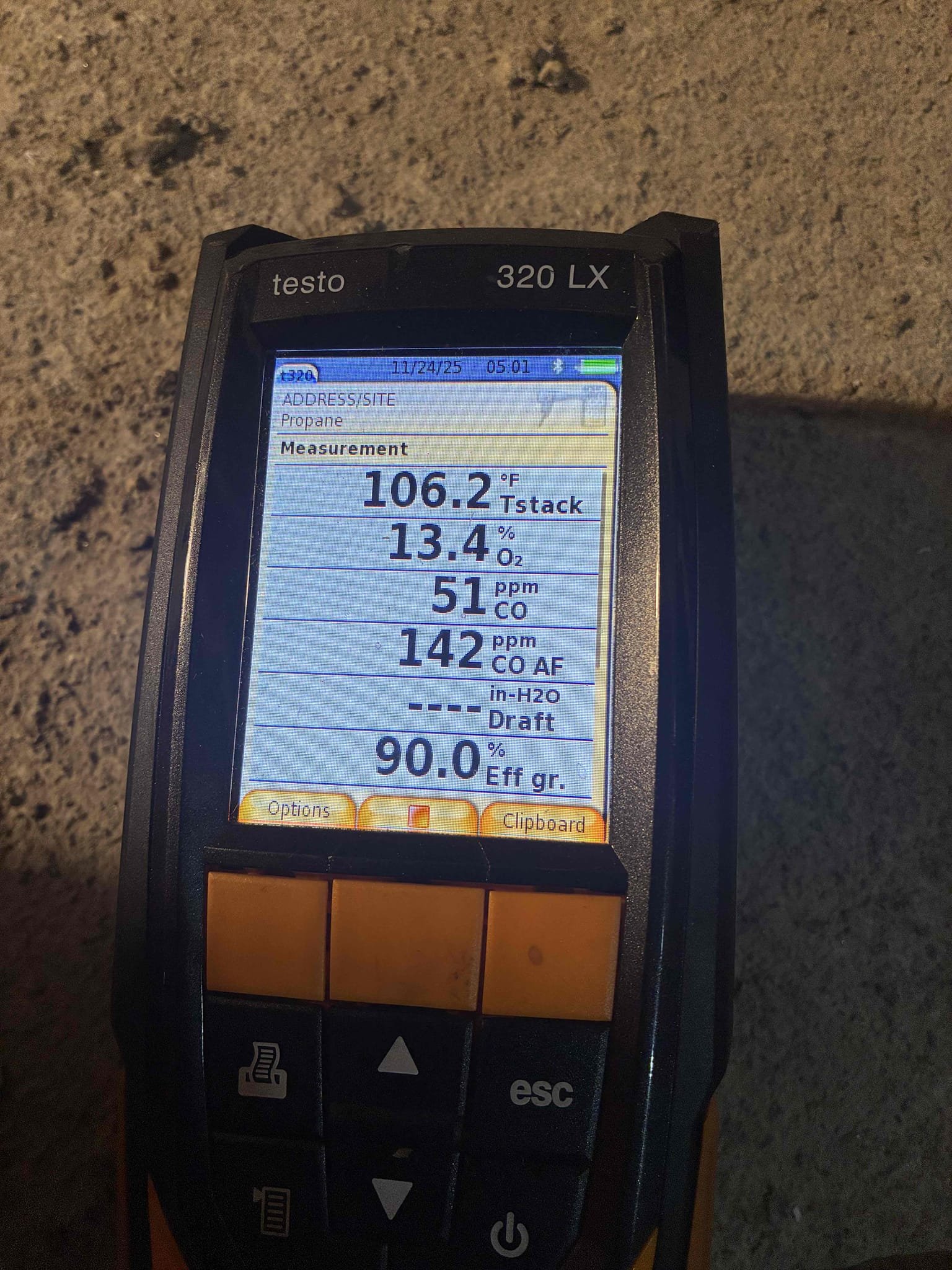 Completed the gas furnace maintenance today. The client replaced her own air filter. I replaced the humidifier pad. Checked the wiring connections and the capacitor and everything looked good. I checked incoming and outgoing gas pressures and those were good as well. I found that there was a gas leak at the connection going into the gas valve so I pulled it apart and fixed it. I pulled and cleaned the flame sensor. I noticed that the intake pipe was blocked with leafs inside the unit, so I had to cut that open and vacuum up the leafs and glue it back together with a 2 inch PVC coupling. Lastly, I ran the unit and performed a combustion analyzer test that checks for CO, CO2 and oxygen levels and everything was running great. 