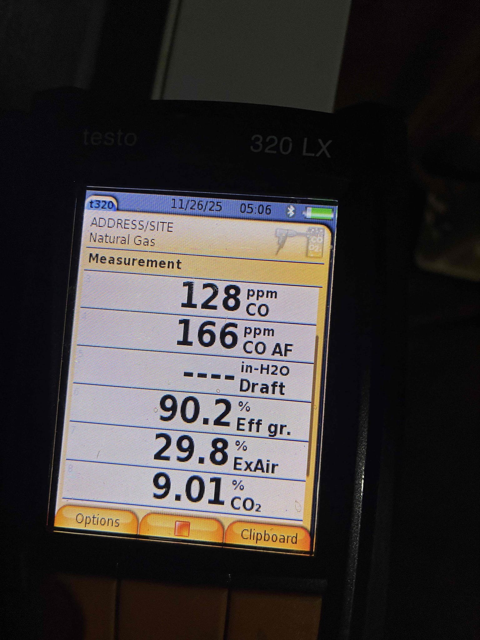 I completed the gas combi boiler maintenance today. I started off with cleaning the heat exchanger. I cleaned it with vinegar and a Scotch-Brite pad. I rinsed it out after with water. I pulled the trap and I cleaned it and primed it. I pulled the flame sensor and cleaned that as well. Lastly I performed a combustion analyzer test that checks for CO, CO2 and oxygen levels and the boiler was running great!