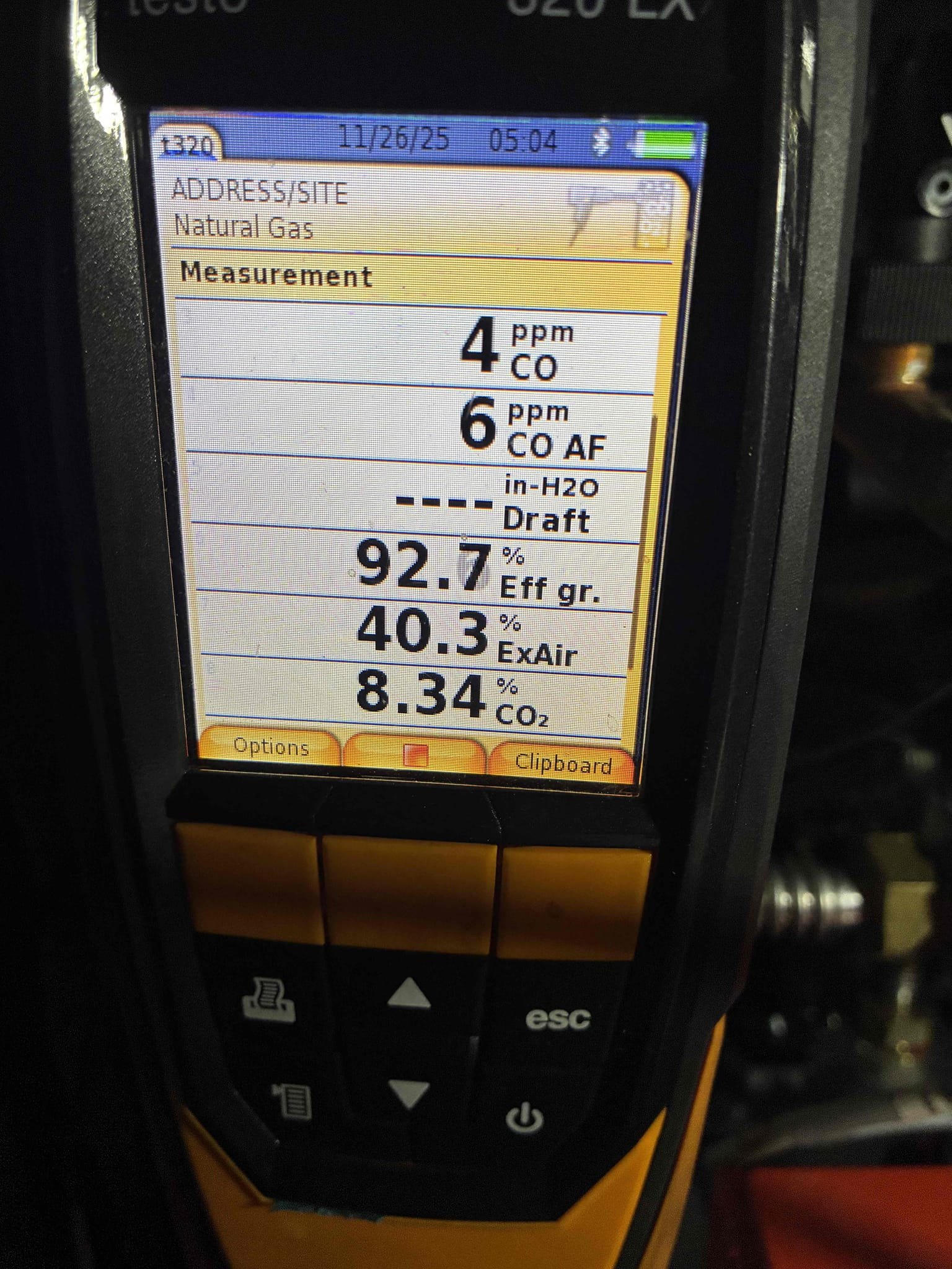 I completed the gas combi boiler maintenance today. I started off with cleaning the heat exchanger. I cleaned it with vinegar and a Scotch-Brite pad. I rinsed it out after with water. I pulled the trap and I cleaned it and primed it. I pulled the flame sensor and cleaned that as well. Lastly I performed a combustion analyzer test that checks for CO, CO2 and oxygen levels and the boiler was running great!