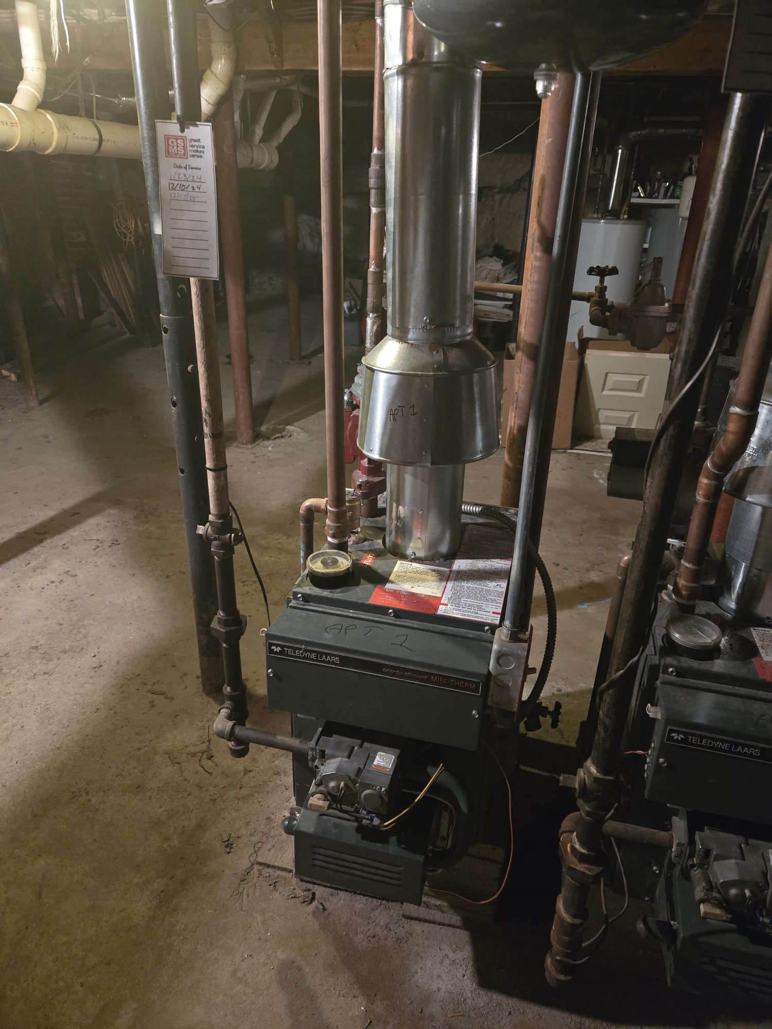 Adjusted mixing valve at water heater. Tested water at shower and it is all set. Thank you! Boiler was maintained in basement. Everything on it looks great. 