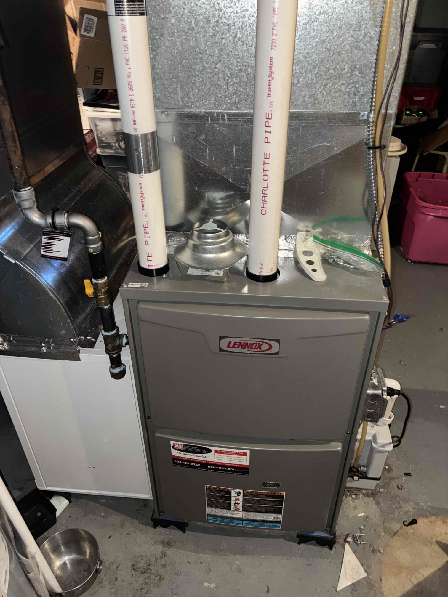 I completed the gas furnace maintenance today. I started off with checking all electrical connections and everything looked good. I pulled and cleaned the flame sensor. I flushed the trap and condensate pump cleaner with cleaner. I vacuumed out the filter box and inside of the furnace. I replaced the air filter with a 20 x 25 x 5 air bear filter. I checked incoming and outgoing gas pressures and everything was according to manufacturer specifications. Lastly I ran the unit to check the CO, CO2 and oxygen levels and the furnace was running great. 