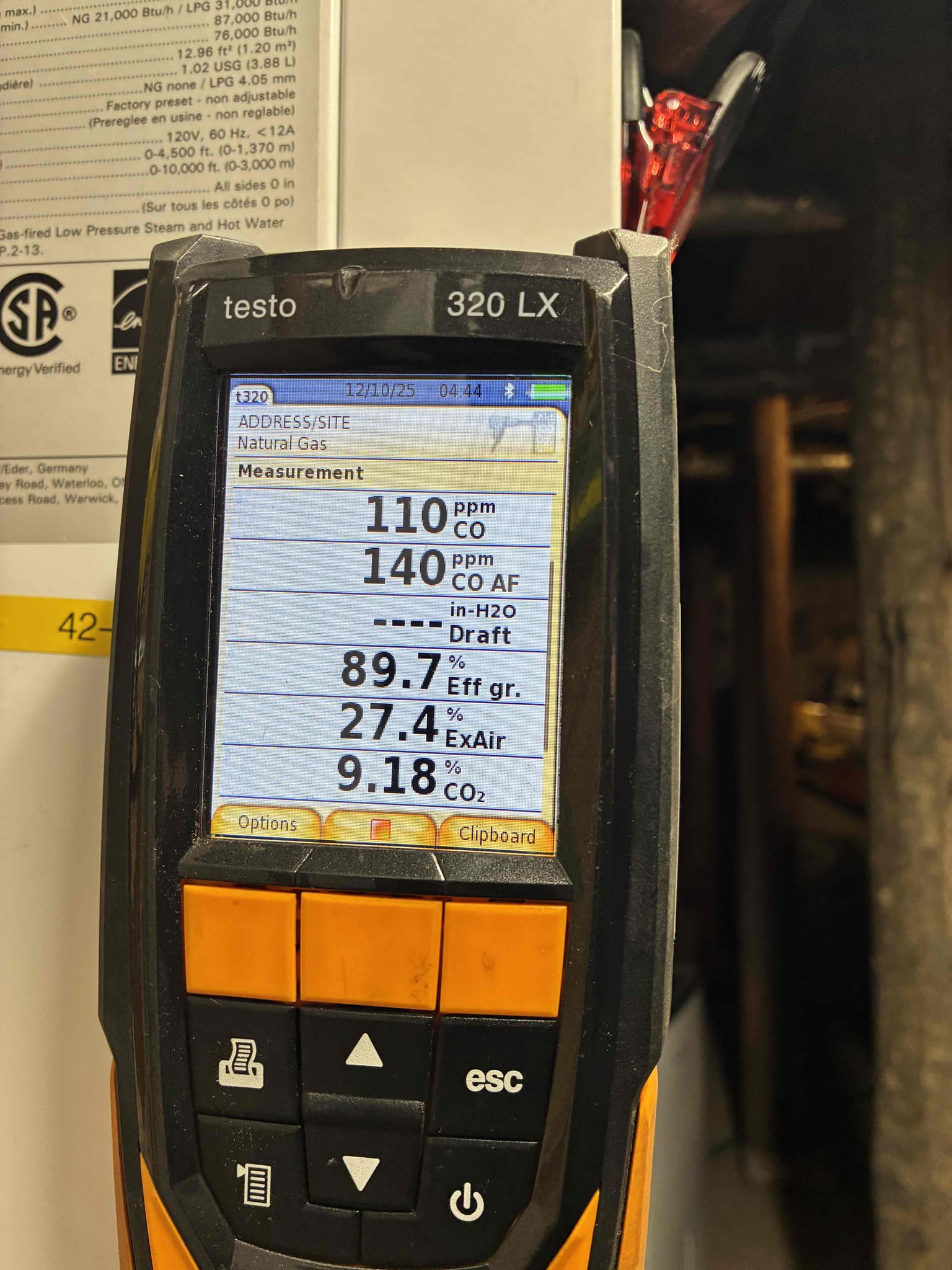 I completed the condensing gas boiler maintenance today. I started off with checking all the wiring connections and everything looked good. I cleaned the heat exchanger with vinegar and flushed it with water. I pulled and cleaned the trap and then primed it. I cleaned the flame sensor. All the boiler accessories looked good. I performed a combustion analyzer test that checks the units CO, CO2 and oxygen levels and everything was according to manufacture specifications. The boiler was running great.