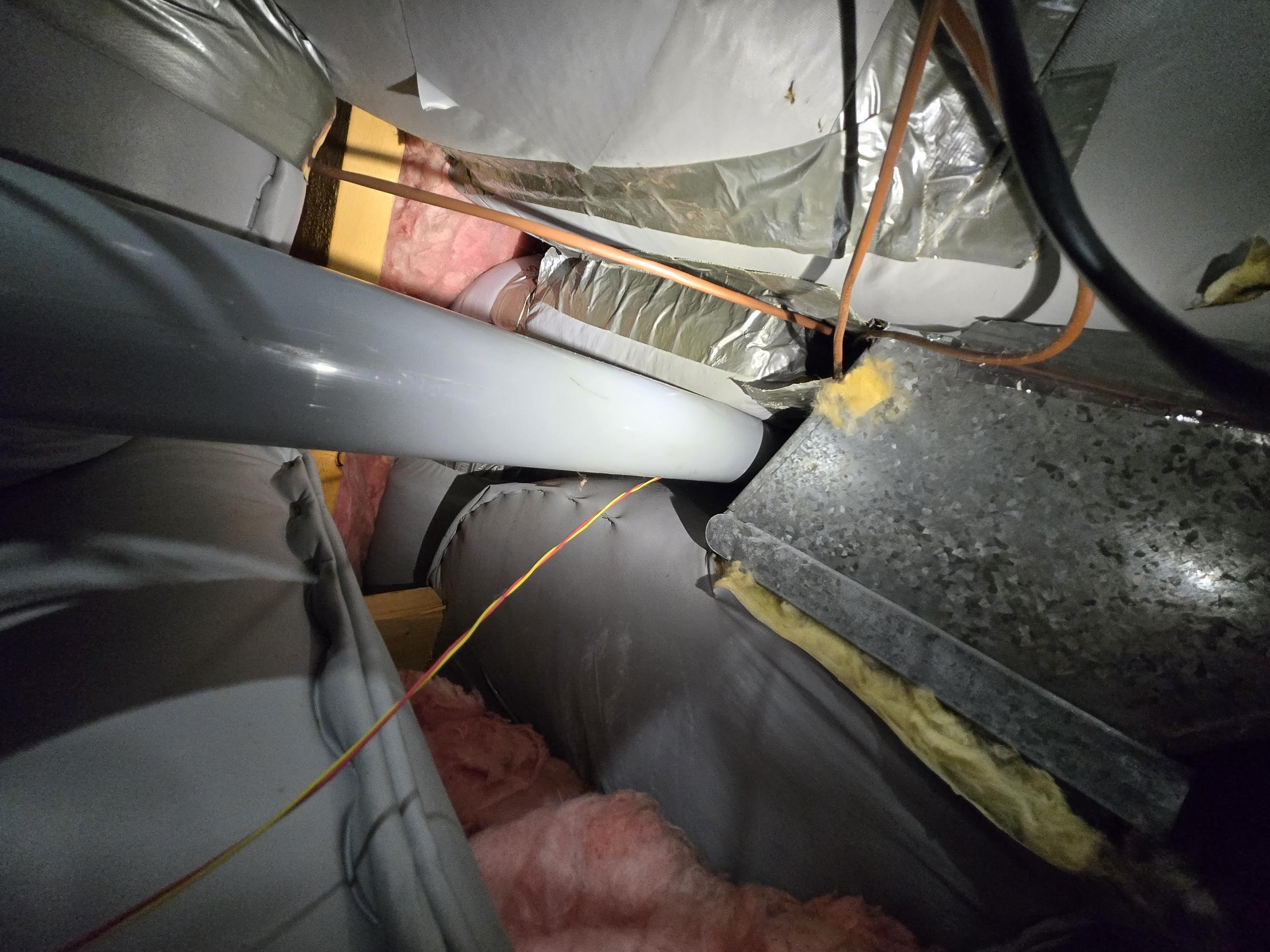 Determined there is another run off of the plenum that goes up to the second floor for his son's bedroom that we need to cut in a damper for. Then is flexible with timing we can plan on coming back worst case he can give us the garage code to get in. 

Also installed remote room air sensor for S40 system for the second floor.