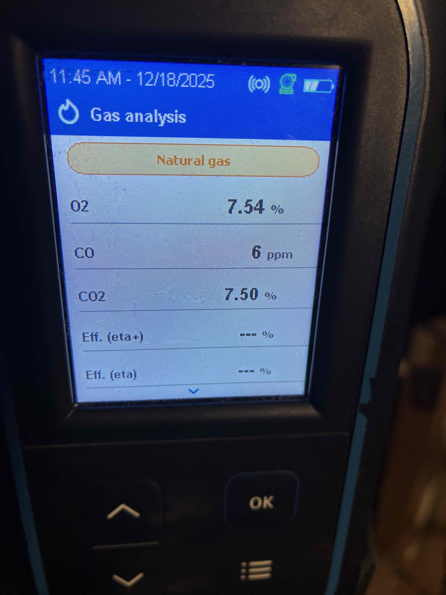 Completed the gas boiler maintenance today. I started off with checking all the electrical connections and everything looked good. I pulled the burner tubes out and I cleaned them. I vacuumed out the boiler and the boiler tube tray. I cleaned the thermocouple. Checked incoming and outgoing gas pressures and everything was according to manufacturer specifications. I performed a combustion analyzer test that checks the units CO, CO2 and oxygen levels and the boiler was running great. I found that both high vents have been leaking water.