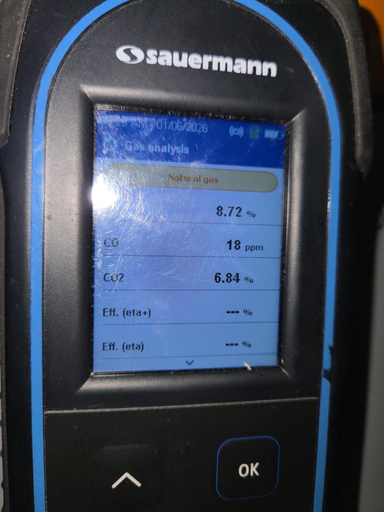 I completed the gas furnace maintenance today. I started off with checking all the wiring connections and everything looked good. I found that the capacitor for the blower motor was starting to fail so the client had me replace it. I vacuumed out the inside of the furnace. The heat exchanger and the burners were very clean for how old the unit is. I checked incoming and outgoing gas pressures and everything was according to manufacture specifications. Lastly I ran the unit and performed a combustion analyzer test that checks the units CO, CO2 and oxygen levels. The furnace was running great. 
