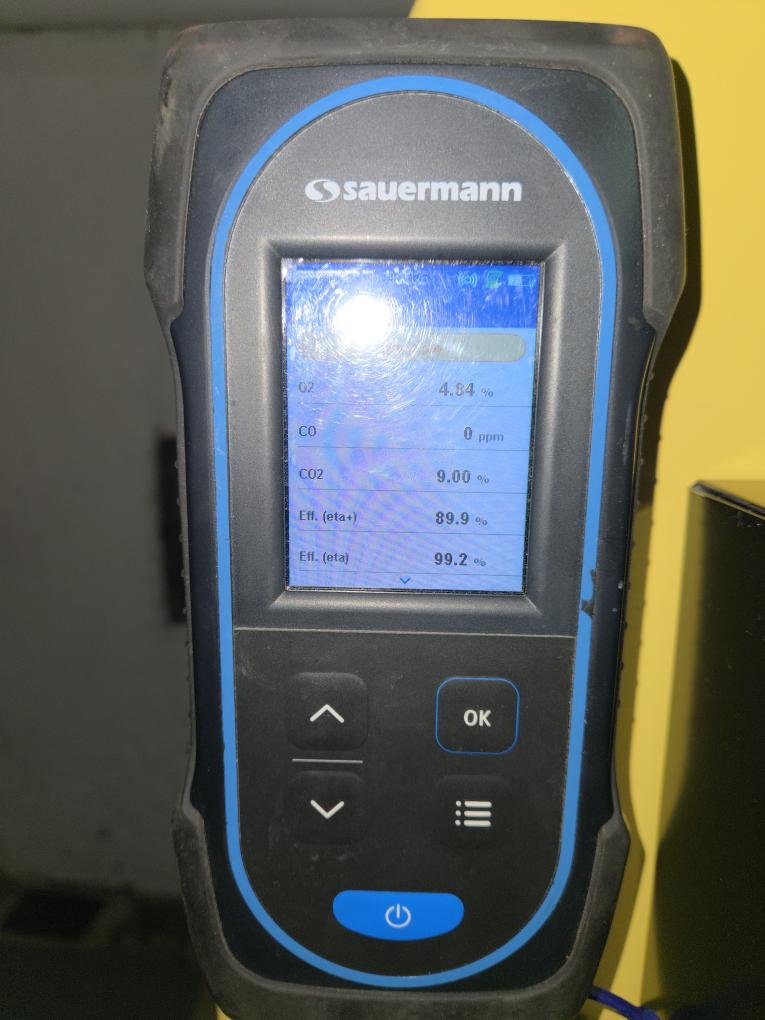Completed the system 2000 gas boiler maintenance today. I started off with checking all the wiring connections and everything looked good. I checked all the boiler accessories and everything looked good. I pulled out the flame sensor and electrode setup and I cleaned it. I checked incoming and outgoing gas pressures and those were according to manufacturer's specifications. I performed a combustion analyzer test that checks the units CO, CO2, oxygen levels and draft. I had to adjust the air setting a tad bit. The client had to replace the draft inducer about 2 years ago because of corrosive build up on the gasket. I found out through tech support that water is making it's way back to the inducer so we should add in a drain line to prevent this. I will send over the estimate next week for the drain line.