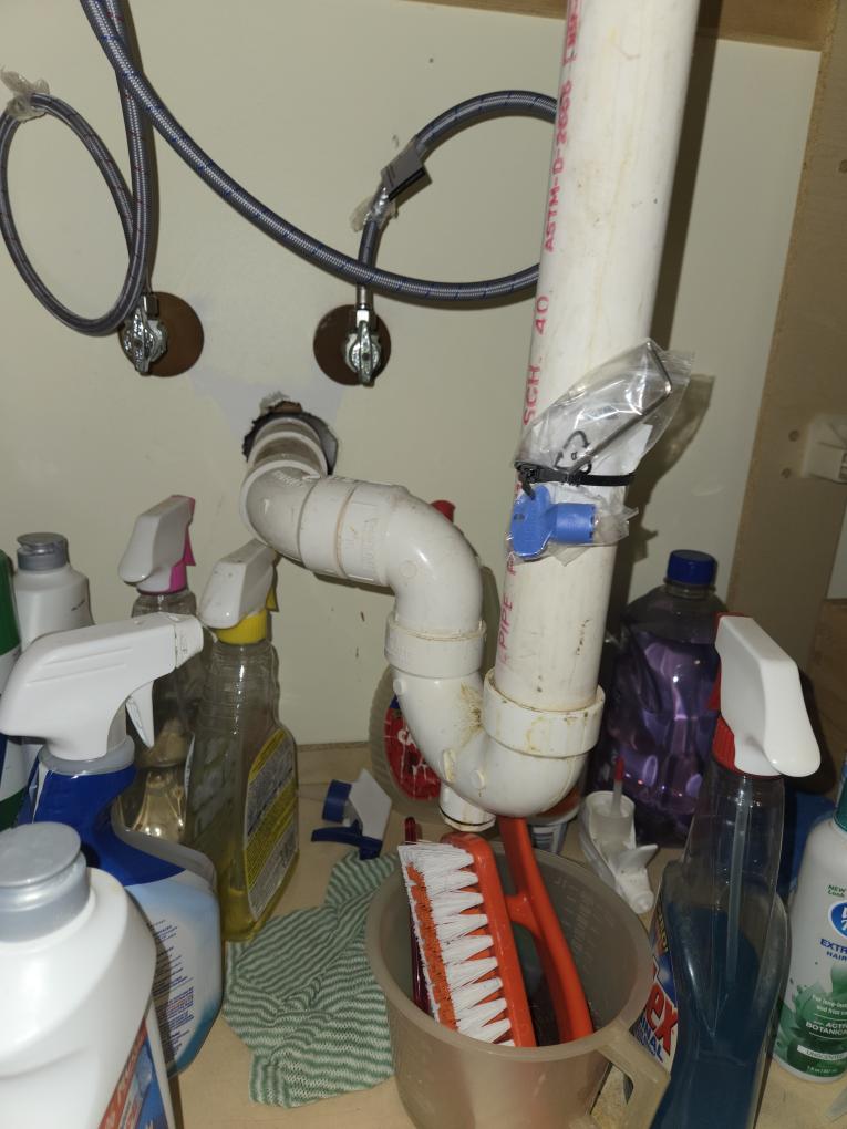 Remove and reassemble drain assembly. Reseal leaking connections and reconnect pop up. Thank you!