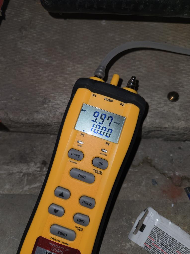 Completed the boiler maintenance today. I started off with checking all the wiring connections and everything looked good. I pulled out the burner tubes and I cleaned them. I cleaned out the burner box as well. I checked all the boiler accessories and they were newer, everything looked good. I checked incoming and outgoing gas pressures and everything was according to manufacturer's specifications. I had to adjust incoming gas pressure. Lastly I ran the boiler and performed a combustion analyzer test that checks the units CO, CO2 and oxygen levels and everything was running great. I labeled some emergency shut offs. I noticed that the indirect water tank is starting to leak for the bottom. The boiler and the water tank are from 2005. We will send over an estimate to replace the indirect water tank.