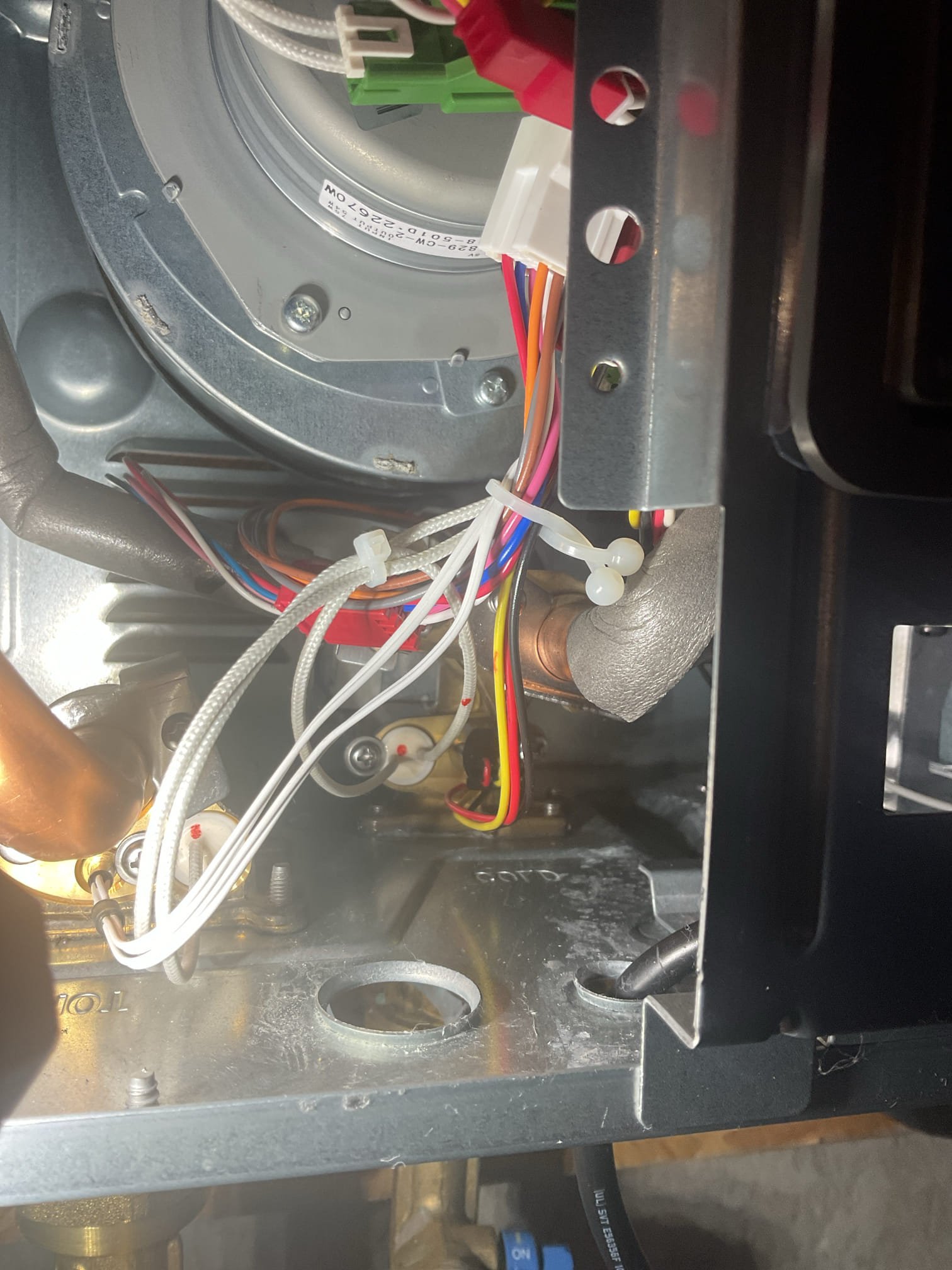 Not hot water. Code 65. Found water dripping from unit. Noticed water dripping from combustion blower. Opened up cold water inlet screen. Screen was plugged , also a piece of rubber gasket inside. Replaced screen assembly with new one. Ran hot water on tub for 5 minutes,no codes. Looked into water dripping from combustion blower, I believe with the extreme cold air unit is bringing in and lack of correct pitch outward is causing issue. Maybe look into redoing vent to prevent future issues. Or maybe lifting unit up an inch. Also a flush for unit is needed