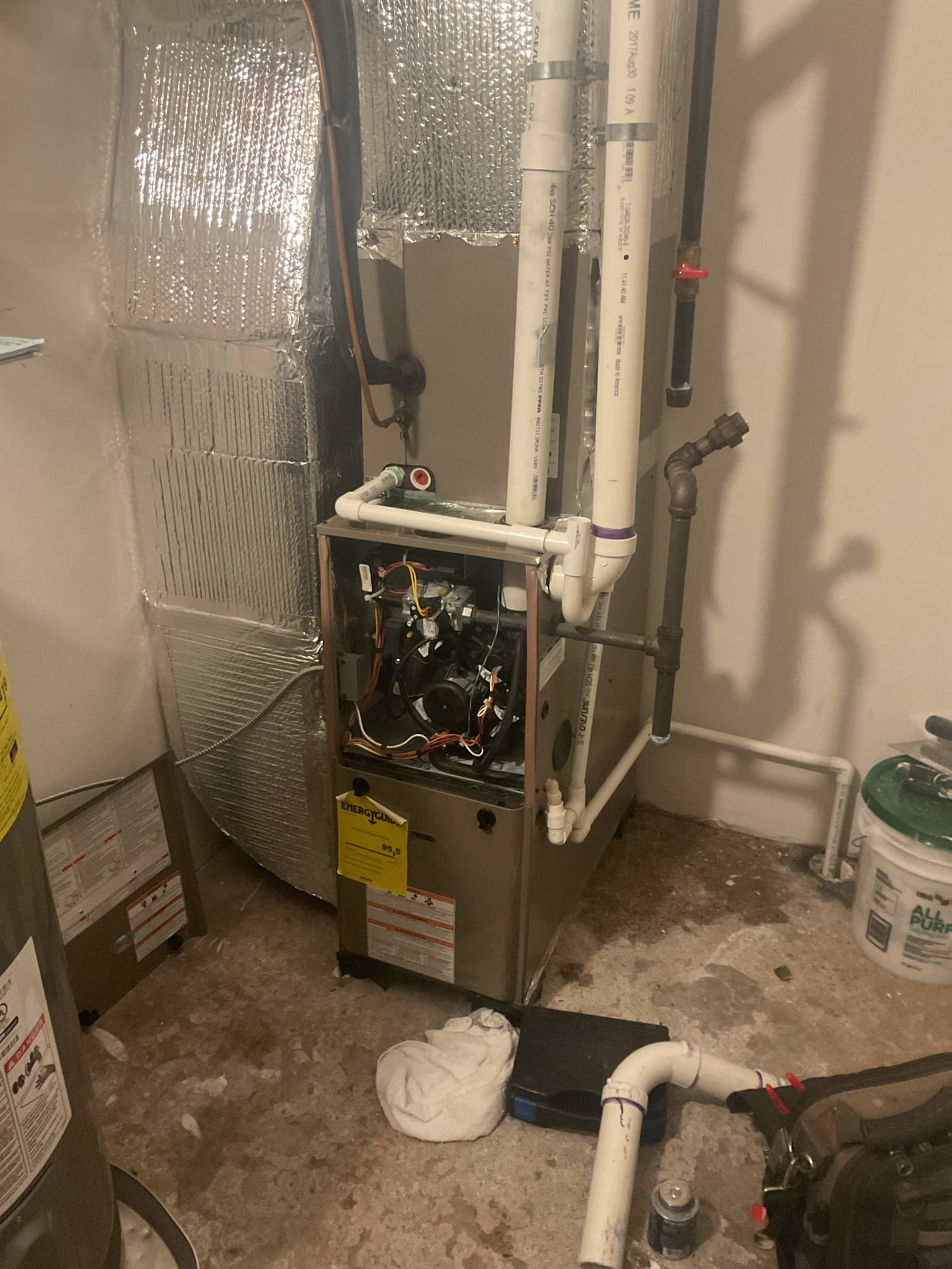 Call was for carbon monoxide. The fire department was called in. They were measuring 130 to 150 parts per million CO. Pulled a coil out could not find crack and heat exchanger, did efficiency test found levels inside vent exhaust at 30 ppm gas pressure was at 3.5 inches. Ran furnace for a while with my carbon monoxide detector and dock and did not register any CL, thinking there’s a crack in the heat exchanger that opens up when it gets really hot. Tested vent pipes found leaks and vent pipes will have to run a new vent disconnected electrical and gas and condemned furnace not to be used.