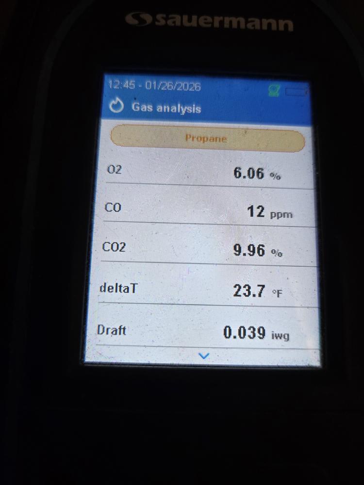 Perform maintenance on propane Viessmann boiler. Please see maintenance form for details of today's service. Thank you!