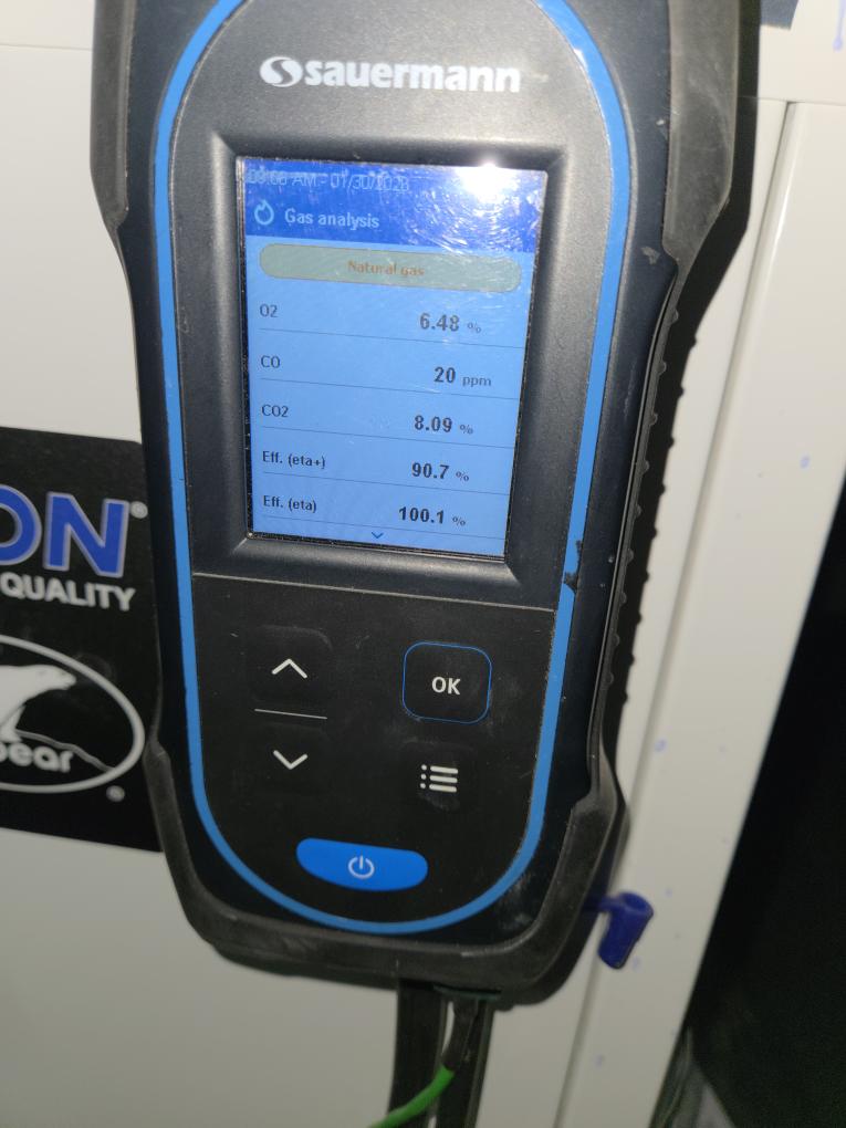 Completed the gas furnace maintenance today. I started off with checking all the electrical connections and everything looked good. Next I replaced the air filter with a 20x25x5 air bear filter. I vacuumed out the furnace and the air filter box. I pulled the flame sensor and I cleaned it. I checked incoming and outgoing gas pressures and everything was according to manufacturer specifications. Lastly I ran the unit in low and high fire and performed a combustion analyzer test. This checks the units CO, CO2 and oxygen levels. The furnace was running great. On the second floor I installed a Lennox smart room sensor in the room over the garage. I told the client to let us know how the sensor works for him.