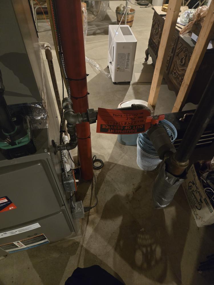 Furnace PM. Replace inducer and found high CO in combustion due to cracked heat exchanger. 