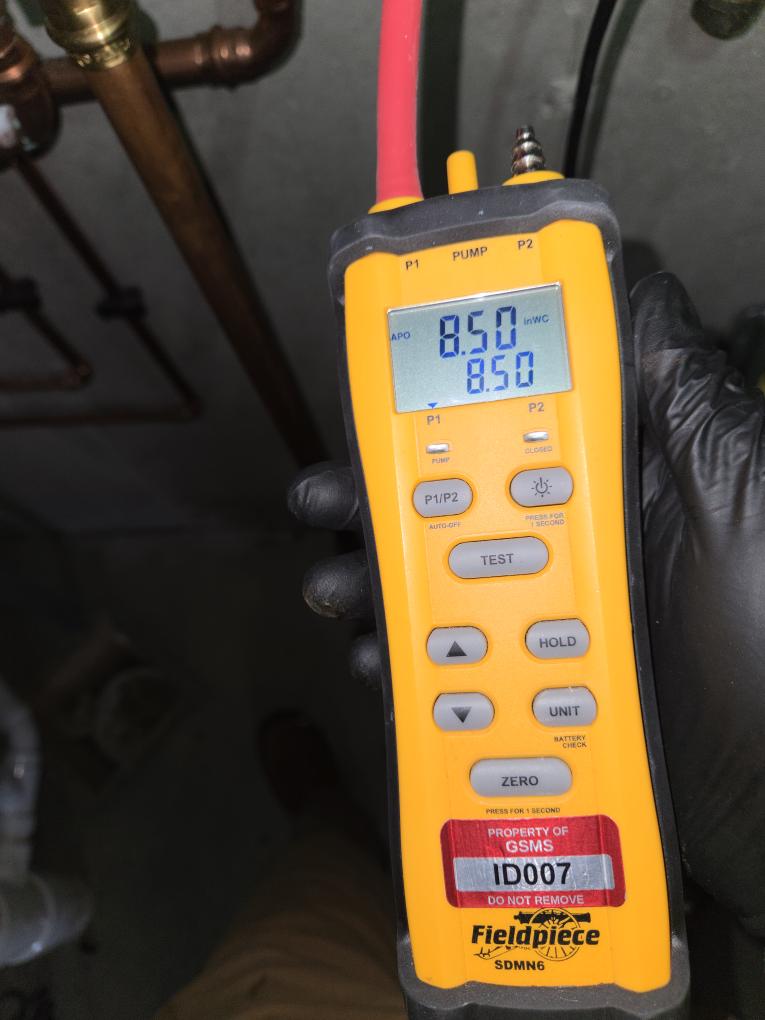 Completed the Rinnai tankless water heater maintenance. I ran cleaner through it for 40 minutes. After I flushed it with 10 gallons of water. I cleaned the water inlet screen. I vacuumed the air filter and the inside of the water heater. I checked incoming gas pressure and that was according to manufacturer specifications. I completed the plumbing inspection. I checked all the fixtures and drains and everything looked good. I labeled some emergency shut off's and showed the client where they were. I took a look at the furnace and saw that it was leaking water from the collector box. I will send over an estimate to make that repair. Regarding the tub leaking through the ceiling, either the gasket is bad or the drain pipe isn't connected behind it.