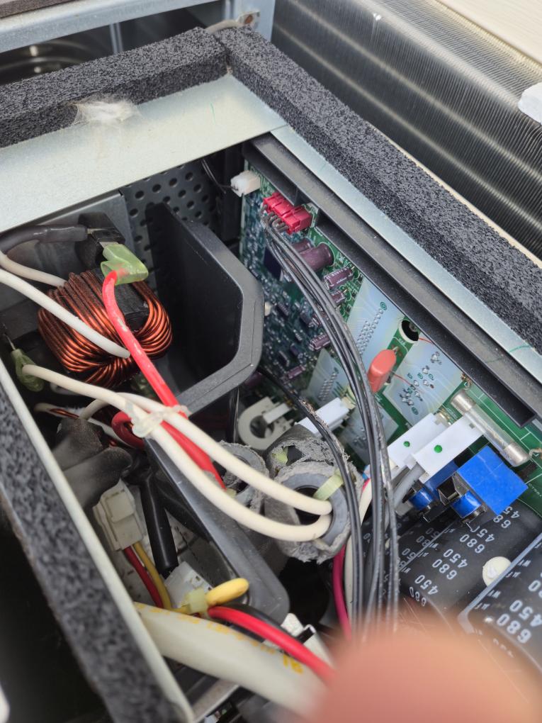 Found that some wires were chewed by a mouse. Waiting for Mitsubishi to call me back to get availability on parts and or a new unit. We will let you know as soon as we hear back from them.