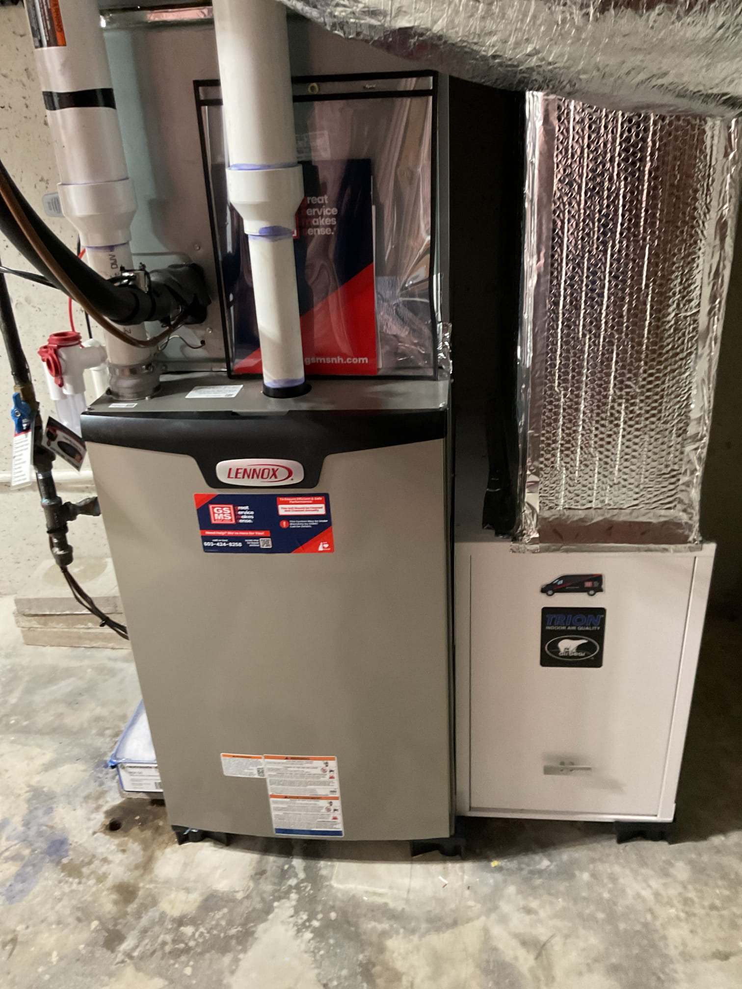 Project Overview

Supply and install a new Lennox Signature Series (SLP99V) Variable Speed Gas Furnace. This system offers the highest level of precision, modulating its output in 1% increments to maintain exact temperatures while integrating seamlessly with the existing Rheem AC and new Lennox S40 smart controls.

Scope of Work

1. Equipment Installation & Adaptation

Furnace: Install Lennox SLP99V Variable Speed Gas Furnace.

Coil Adaptation: Fabricate custom sheet metal transitions to mate the new furnace width and height to the existing Rheem evaporative coil (installed 2020).

Return Drop: Modify the existing return drop to accommodate the new filtration cabinet.

2. Venting & Drainage

Venting Upgrade: Disconnect existing 3" venting. Install new 2" PVC intake and exhaust piping, utilizing the existing path to the exterior termination point.

Condensate Management: Eliminate the existing floor drain setup. Install a new condensate pump and route vinyl tubing to discharge water to 