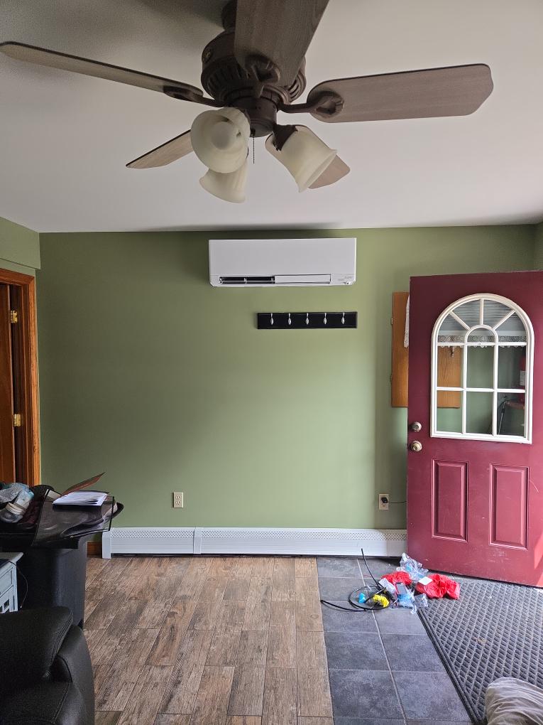 This proposal outlines the installation of high-efficiency 4-Zone Mitsubishi ductless mini-split system. This system is engineered to provide perfectly zoned, independent summer cooling, as well as highly efficient supplemental heating during the shoulder seasons for both the upstairs and basement living spaces.

Scope of Work

1. Outdoor Equipment Installation

Condenser Placement: Supply and install one (1) Mitsubishi 4-Zone outdoor heat pump condenser. The unit will be professionally mounted on the exterior gable end of the home, located to the right of the existing electrical meter.

2. Indoor Air Distribution (4 Wall-Mounted Units)

Supply and install four (4) precisely sized Mitsubishi wall-mounted ductless air handlers in the following dedicated zones:

Zone 1: Basement Living Room: Mounted on the entry wall adjacent to the electrical panel for optimal airflow distribution across the living space.

Zone 2: Basement Bedroom: Strategically mounted on the back wall near the right r