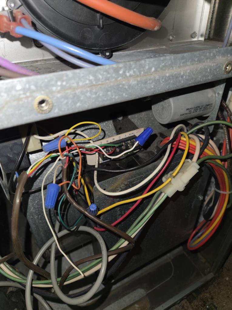 Furnace switch was off due to the unit being red tagged. I made sure both gas valves were off and I unwired the W wire from the board. The AC was working good. I noticed that behind the toilet on the second floor water was leaking. I also noticed a pipe in the basement is leaking.