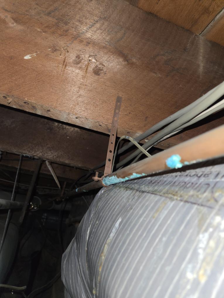 Furnace switch was off due to the unit being red tagged. I made sure both gas valves were off and I unwired the W wire from the board. The AC was working good. I noticed that behind the toilet on the second floor water was leaking. I also noticed a pipe in the basement is leaking.