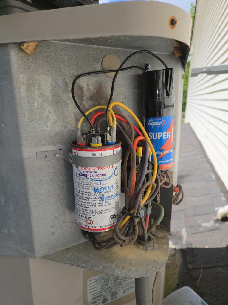 Completed both AC maintenances today. The outdoor unit for the garage I found that the hard start had exploded and fried some wires. I replaced the hard start and repaired the wiring. Other than that both ACs were running great. Please see the attached form.