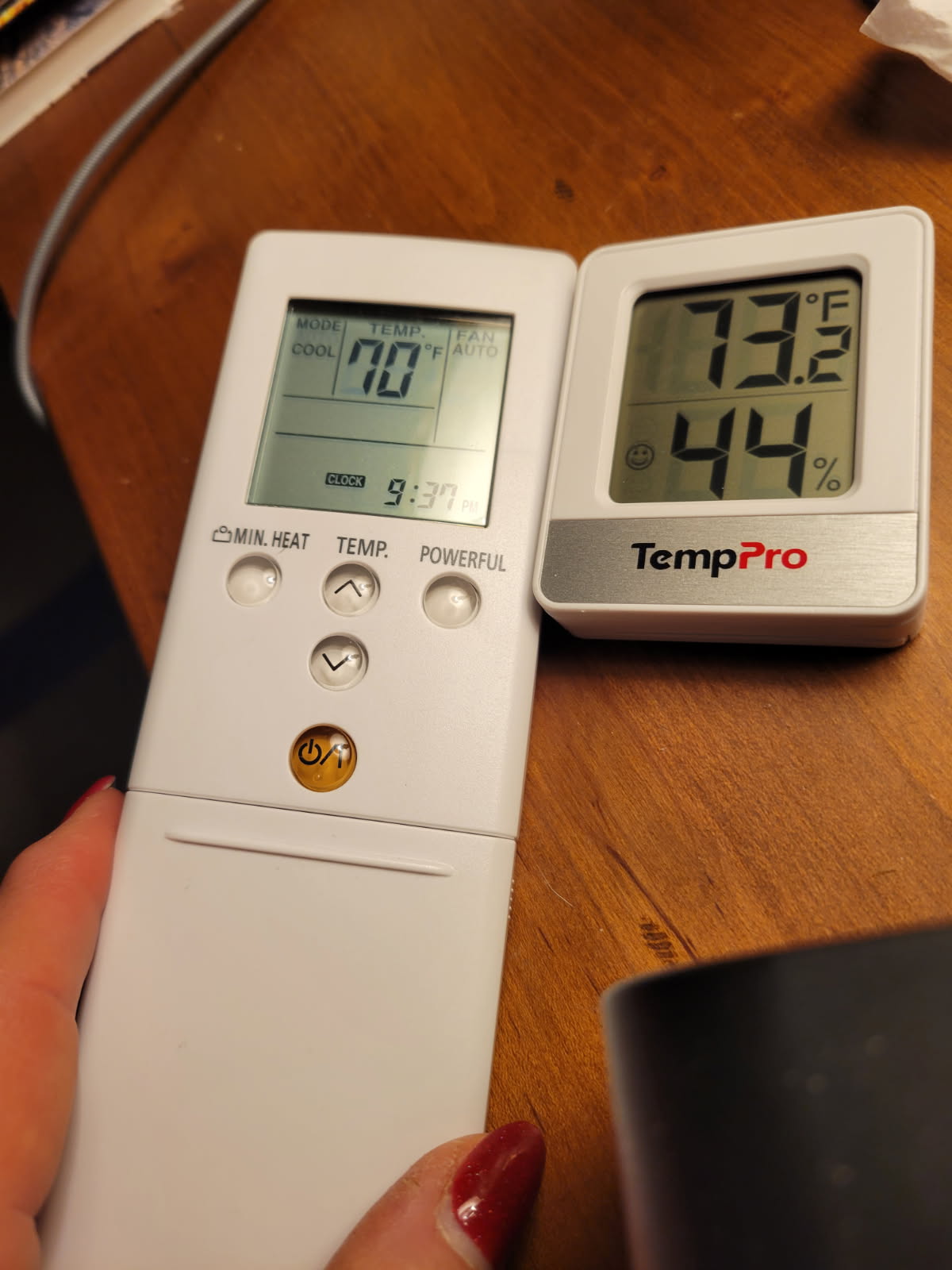 Mini Split preventative maintenance. I made an adjustment to help with cooling on the master bedroom unit. I also reccomend operating that unit with the fan on high. Thank you!