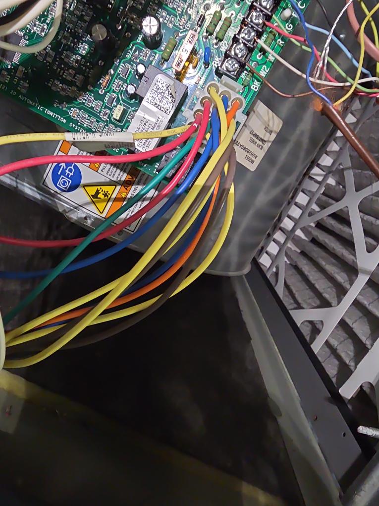 Found short on y wire in outdoor unit.Board look ok no damage 