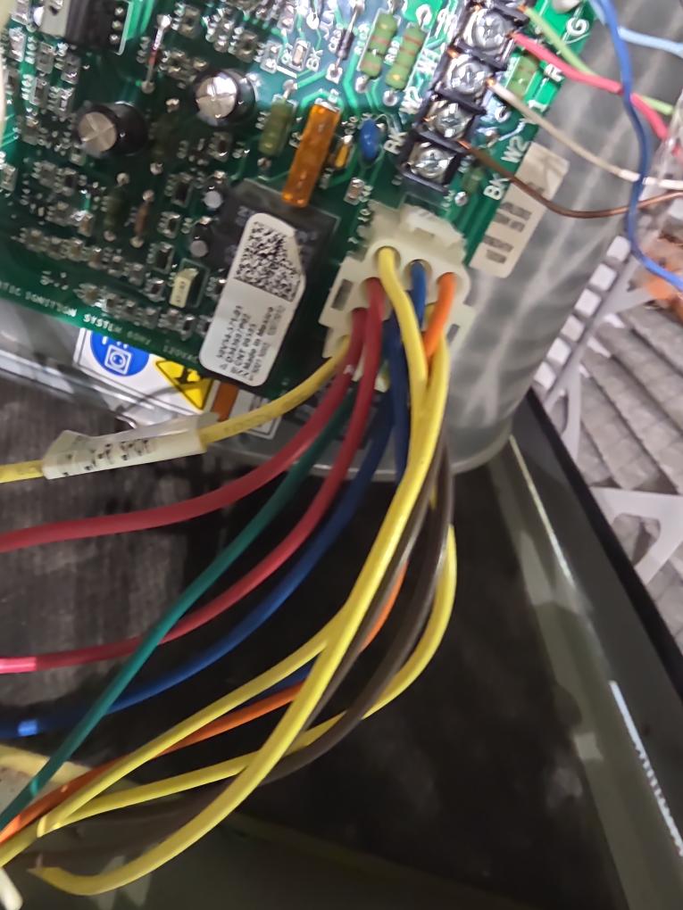 Found short on y wire in outdoor unit.Board look ok no damage 