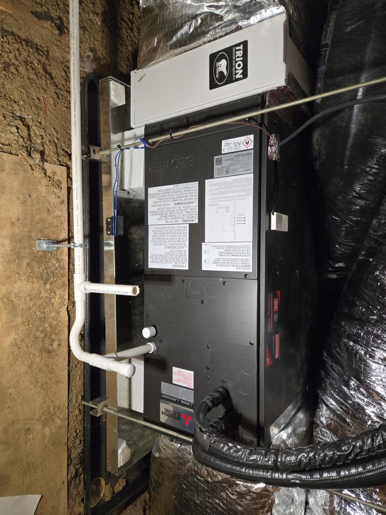 This proposal outlines the proactive replacement of the aging R-22 refrigerant system. We will be upgrading your home to a premium Mitsubishi Heat Pump system. Not only will this provide incredibly efficient, whisper-quiet cooling during the summer, but it will also reliably pick up your home's heating load during the fall and spring shoulder seasons!

Scope of Work

1. Indoor Equipment & Airflow Upgrades (Attic)

Air Handler: We will safely recover the remaining R22 refrigerant, remove your existing attic air handler, and install a brand-new Mitsubishi multi-position air handler in its place. We will expertly modify the existing ductwork connections to seamlessly accommodate the new unit.

Ceiling Saver: We will retain and reuse your existing composite ceiling saver drain pan beneath the unit to continue protecting your ceiling from any potential water damage issues.

Filtration Upgrade: We will remove the restrictive filters currently located in your ceiling return grilles, allowing 