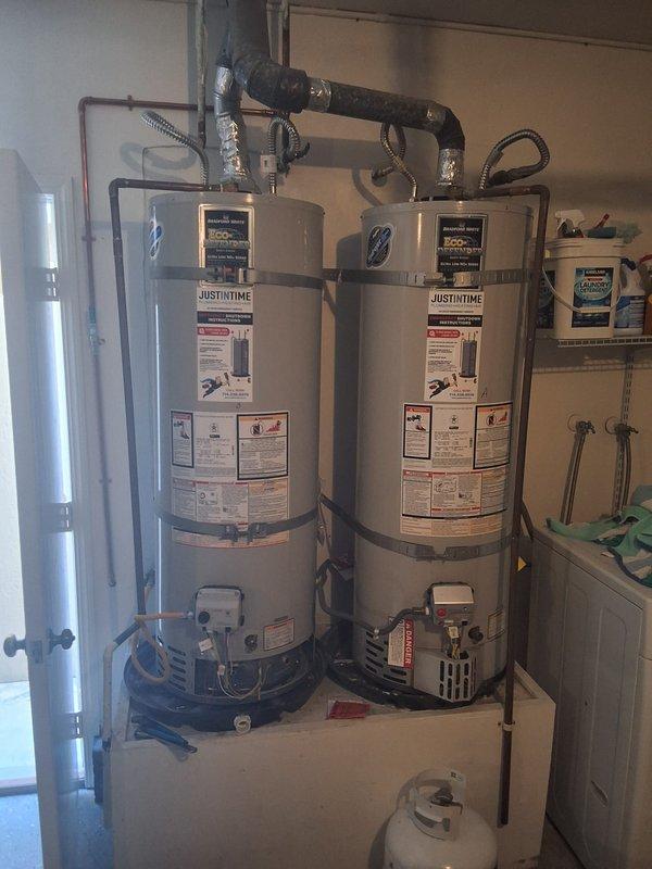 Responded to service call for gas water heater requiring pilot light relight. Upon arrival, inspected Bradford White 40-gallon gas water heater that was over 6 months old and confirmed pilot was extinguished. Successfully relighted pilot assembly, verified proper flame characteristics, and tested burner operation to ensure unit returned to normal heating function.
