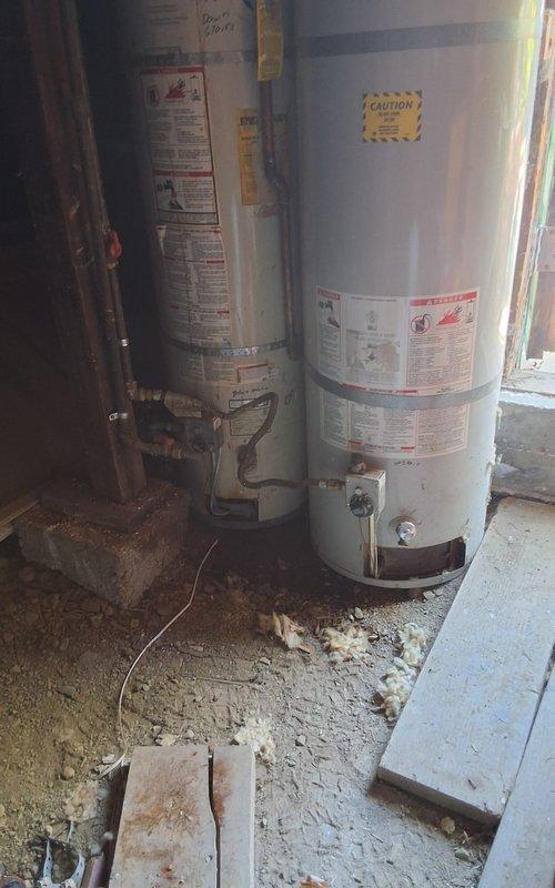 Performed estimate-only inspection on aging 50-gallon gas water heater in basement. Unit exhibited odor issues and showed signs of deterioration consistent with age. Evaluated existing installation conditions, including plumbing connections, venting system, and surrounding utility space. Documented current equipment condition through photographs showing water heater installation, copper supply lines, and associated mechanical infrastructure. Discussed replacement options with customer, presenting GN50T1-3-6 model as suitable replacement unit. Reviewed permit requirements for water heater replacement and confirmed understanding of necessary permitting process. Provided ballpark estimate range for complete replacement installation including new unit, labor, and materials, with permit fees to be determined separately. Explained available payment methods and scheduled follow-up appointment for Friday afternoon service window.