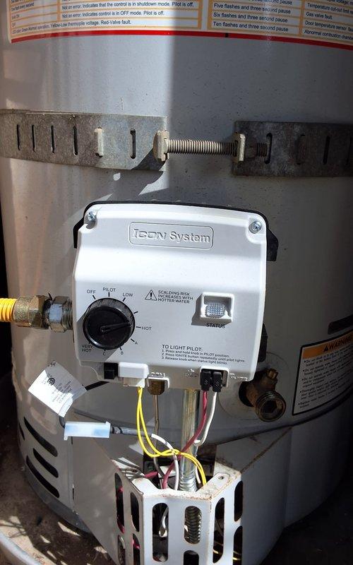 Responded to warranty service call for Bradford White water heater model URG140T6N experiencing excessively high water temperature and elevated gas consumption. Removed and replaced defective ICON System gas control valve that was malfunctioning and preventing proper temperature adjustment. Adjusted temperature settings to appropriate level per customer requirements, verified proper pilot operation, and confirmed gas control functionality. Unit tested and operating within normal parameters upon completion.