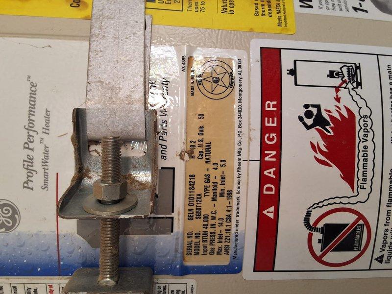 Replaced leaking GE 50-gallon gas water heater (Model SG50T12XA) with new American Standard 50-gallon gas unit. Completed installation with proper venting connections, copper supply lines with flexible connectors, pressure relief valve, and all code-required safety components. Obtained and completed work under city permit requirements.