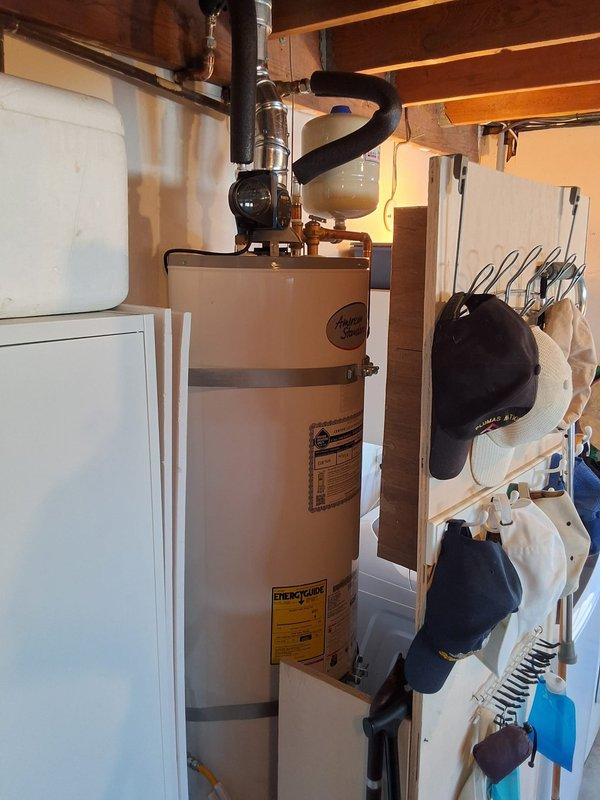 Responded to warranty callback for recently installed water heater model GN40T1-3-6 with no cold water available since installation. Inspected plumbing connections and gas control assembly, verified proper installation of inlet/outlet piping, and corrected crossover issue preventing cold water flow. Unit tested and confirmed delivering both hot and cold water properly upon completion.