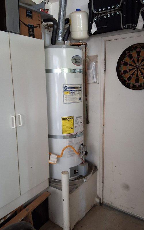 Completed warranty repair on Goodman water heater model GN50T1-3-6, serial number G24-021047. Performed no-heat-water diagnostic and repair under manufacturer parts warranty coverage. Unit restored to proper operation with all safety labels and connections verified intact.