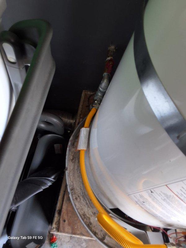 Responded to follow-up no heat warranty call on Goodman furnace model GN50T136NAT. Upon arrival, inspected unit and associated components including gas line connections, venting system, and blower assembly. Verified proper installation of yellow flexible gas line, checked all fittings and connections for secure attachment, and confirmed water heater and HVAC equipment were operating within normal parameters. System restored to full operational status under first-year warranty coverage.