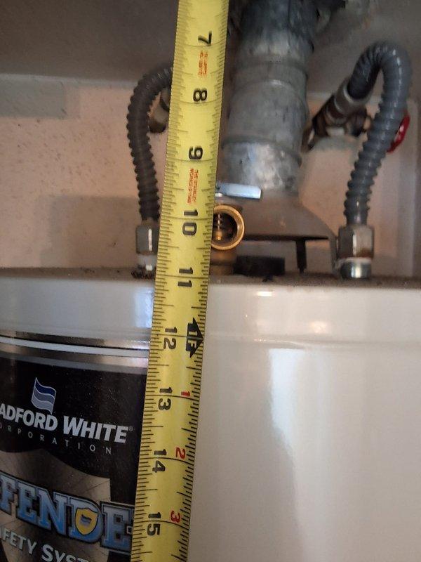Conducted inspection and provided estimate for preventative replacement of aging 40-gallon gas water heater in garage. Evaluated existing Bradford White unit with corrugated flex connectors and verified clearance measurements above tank. Discussed permit requirements and presented replacement options including 40-gallon gas water heater with necessary code upgrades and modifications.