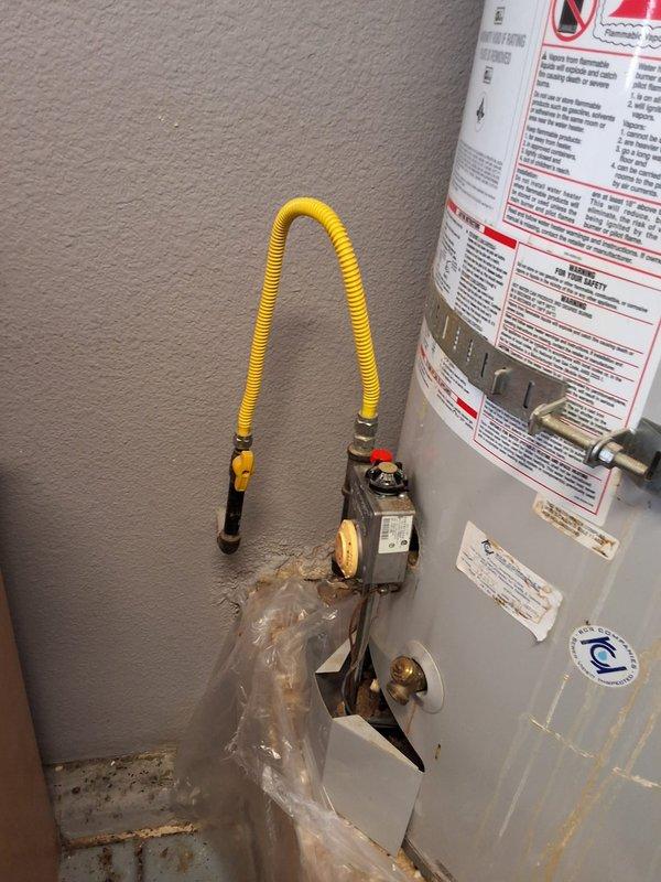 Performed inspection on leaking 75-gallon gas water heater. Unit requires removal and replacement in two separate appointments: first appointment for water heater removal, second appointment for new installation after mold remediation work is completed in the affected area. Discussed permit requirements and available payment options with property owner.