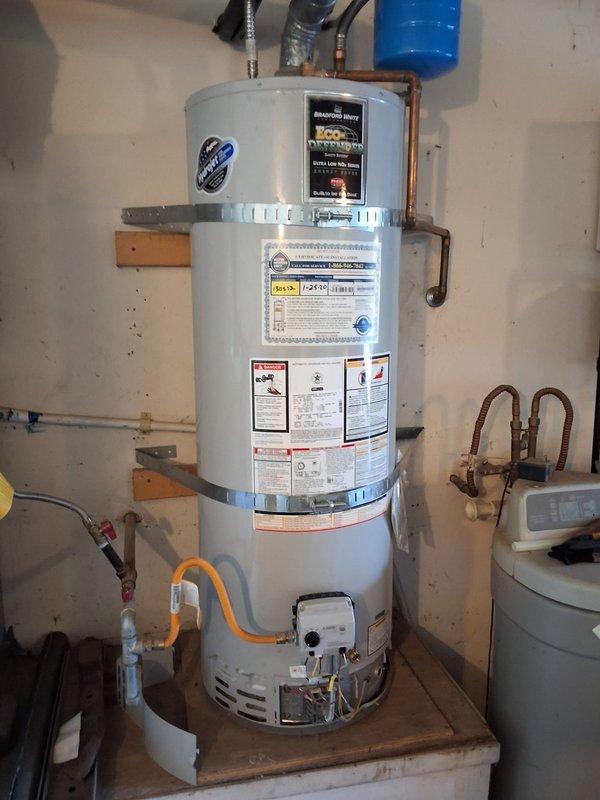 Responded to diagnostic call for previously installed 50-gallon residential gas water heater, model URG150T6N, serial number TL44355187, experiencing operational issues. Unit was confirmed to be outside of manufacturer warranty coverage. Performed comprehensive diagnostic evaluation of the water heater system, including inspection of gas supply connections, burner assembly, thermocouple, gas control valve, and venting components. Examined plumbing connections at inlet and outlet ports, verified proper operation of temperature and pressure relief valve, and assessed expansion tank functionality. Tested electrical components and control systems for proper operation. Inspected flexible gas line connection and copper water supply lines for leaks or deterioration. Evaluated overall system performance and identified necessary repairs. Provided customer with detailed findings and presented repair options with associated parts and labor requirements. Customer advised that permitting would not 