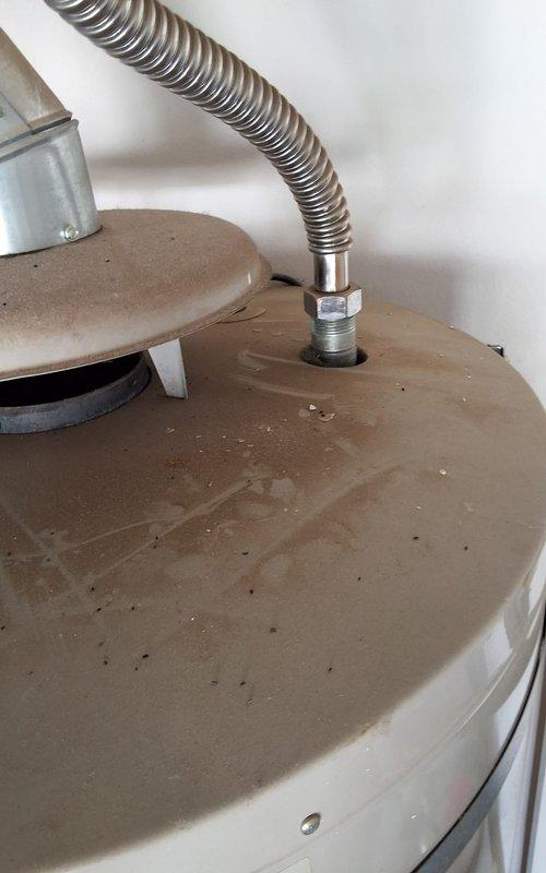 Replaced a failed 21-year-old A.O. Smith 75-gallon residential water heater (Model FCG75270, Serial M04J068394) that was actively leaking. Installed new water heater with proper connections including gas line, water supply lines, expansion tank, venting, and safety devices per manufacturer specifications and local code requirements. Permit requirements were discussed with property owner prior to scheduling installation.