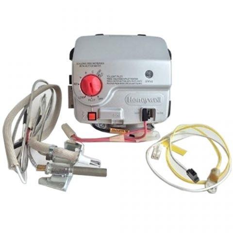 Completed follow-up warranty repair on URG150T6N water heater by replacing defective Honeywell gas control valve assembly. Soldered new copper pipe connections to integrate replacement valve into existing gas line system. Unit tested and restored to proper operation with all safety controls functioning correctly.