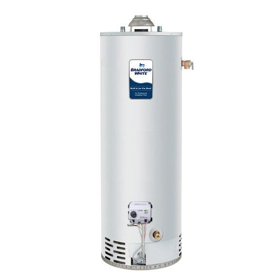 Replaced residential gas water heater with new Bradford White model RG275H6X unit. Installation included 28-inch drain pan with Quick Pan system, 4.5-gallon expansion tank, and 10-year warranty coverage. Homeowner was advised of their responsibility for obtaining necessary permits for the installation.