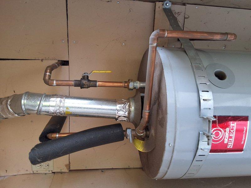 Performed an on-site inspection and estimate for replacement of an aging 40–50 gallon gas water heater installed in an exterior utility closet. Documented the existing unit's condition, including the gas control valve, flexible gas line, copper supply piping with shutoff valve, galvanized vent connection, and insulated piping, with no obvious signs of rust, frost, or leaks. Reviewed replacement options and permit requirements with the customer and provided a ballpark scope for like-for-like replacement, with final unit model selection to be confirmed.